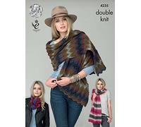 King Cole 4235 Knitting Pattern Ladies Shawls & Snood to Knit in Riot DK