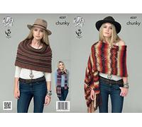 King Cole 4237 Knitting Pattern Leaflet Snood, Lace Scarf and Shawl in Riot Chunky