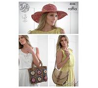 King Cole 4336 Crochet Pattern Crocheted Hat and Bags in King Cole Raffia