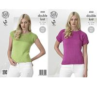 King Cole 4344 Knitting Pattern Easy Knit Tops in King Cole Cottonsoft DK
