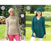 King Cole 4349 Knitting Pattern Raglan Sleeve Sweater, Tunic and Hat in King Cole Fashion Aran
