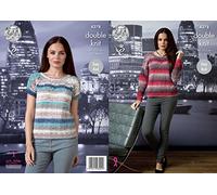 King Cole 4378 Knitting Pattern Leaflet Ladies Long Sleeved top and Sleeveless top to Knit in Shine DK