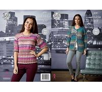 King Cole 4381 Knitting Pattern Leaflet Ladies Sweater and Cardigan to Knit in Shine DK
