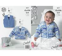 King Cole 4417 Crochet Pattern Baby Cardigan and Waistcoat in King Cole Cherish DK