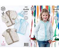 King Cole 4448 Knitting Pattern Leaflet Girls V & Round Neck Cardigans & Hat to Knit in Smarty DK
