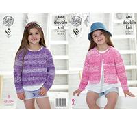 King Cole 4462 Knitting Pattern Girls Sweater and Cardigan in Vogue DK