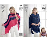 King Cole 4468 Knitting Pattern Ladies Cape Poncho and Snood in Opium