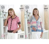 King Cole 4471 Knitting Pattern Ladies Cardigan and Hooded Cardigan in Opium
