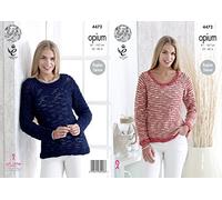 King Cole 4472 Knitting Pattern Ladies Sweaters in Opium