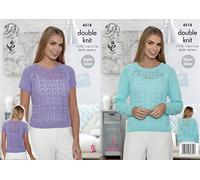 King Cole 4518 Knitting Pattern Ladies Raglan Sleeve Sweaters in Cottonsoft DK