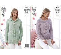 King Cole 4527 Knitting Pattern Ladies Sweater Cardigan in Authentic DK