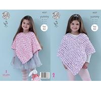 King Cole 4537 Knitting Pattern Girls Ponchos to knit in King Cole Yummy by King Cole