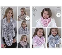 King Cole 4541 Knitting Pattern Ladies & Girls Snoods to knit in King Cole Yummy