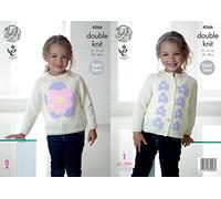 King Cole 4566 Knitting Pattern Girls Raglan Sleeve Flower Sweater in Pricewise DK