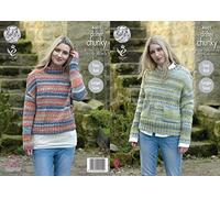 King Cole 4601 Knitting Pattern Ladies Easy Knit Sweaters in Drifter Chunky