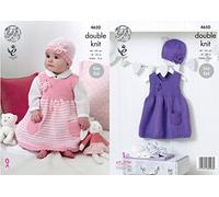 King Cole 4650 Knitting Pattern Babies Girls Dresses and Hats in Cherished DK