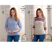 King Cole 4683 Knitting Pattern Womens Lace and Fair-Isle Sweaters in King Cole DK