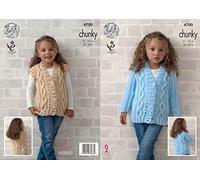 King Cole 4700 Knitting Pattern Girls Cardigan & Waistcoat in Big Value Chunky by King Cole