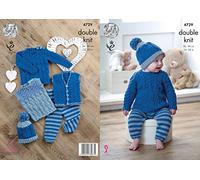 King Cole 4729 Knitting Pattern Baby Set Waistcoat Sweaters Leggings and Hat in Comfort DK