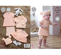 King Cole 4731 Knitting Pattern Baby Set Dress Cardigan Sweater Shorts and Hat in Comfort DK