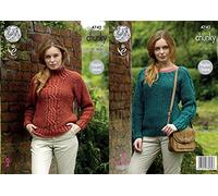 King Cole 4742 Knitting Pattern Ladies Sweaters in King Cole Chunky Tweed