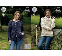 King Cole 4743 Knitting Pattern Womens Sweater and Cardigan in King Cole Chunky Tweed