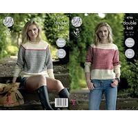 King Cole 4746 Knitting Pattern Womens Easy Knit Raglan Sweaters in King Cole Merino Blend DK,Multicolor,32" - 50" bust