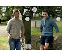 King Cole 4747 Knitting Pattern Mens Raglan Sleeve Sweater in King Cole Merino DK,Multicolor,36" - 50" chest