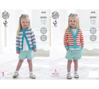 King Cole 4752 Knitting Pattern Girls Easy Knit Raglan Sleeve Cardigans in King Cole Comfort Aran