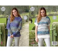 King Cole 4756 Knitting Pattern Womens Sweater and Short Sleeved Top in Super Chunky