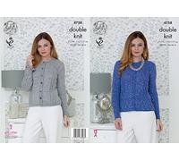 King Cole 4758 Knitting Pattern Womens Ribbed and Peplum Cardigans in King Cole Galaxy DK