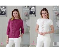 King Cole 4760 Knitting Pattern Womens Raglan Sweater and Top in King Cole Glitz DK