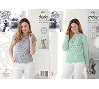 King Cole 4761 Knitting Pattern Womens Raglan Long & Short Sleeved Sweaters in Glitz Chunky