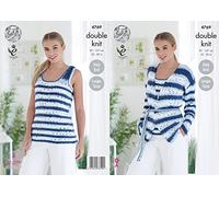 King Cole 4769 Knitting Pattern Womens Easy Knit Cardigan and Top in King Cole Cottonsoft Crush DK,Multicolor,32" - 50" bust