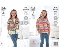 King Cole 4782 Knitting Pattern Girls Easy Knit Raglan Cardigans in King Cole DK, 1-11 Years: 21" - 28" (54cm - 71cm) Chest.