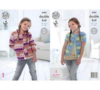 King Cole 4783 Knitting Pattern Girls Easy Knit Cardigans in King Cole DK