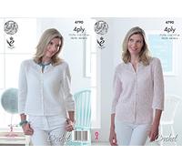 King Cole 4790 Crochet Pattern Womens Cardigan in Giza Cotton 4 Ply