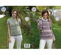 King Cole 4802 Knitting Pattern Womens Raglan Sleeve Sweaters in King Cole Drifter DK