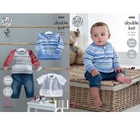 King Cole 4808 Knitting Pattern Baby Sweaters and Cardigan in King Cole Cherish & Cherished DK,Multicolor,16" - 22" chest