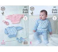 King Cole 4809 Knitting Pattern Baby Sweater Top Blanket & Socks in Cuddles Chunky & Comfort Aran