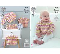 King Cole 4813 Knitting Pattern Baby Raglan Cardigans and Sweaters in King Cole Candystripe DK