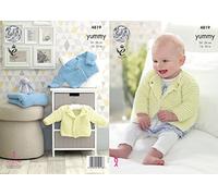 King Cole 4819 Knitting Pattern Baby Cardigans and Blanket in Yummy Chunky