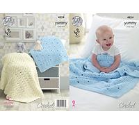 King Cole 4824 Crochet Pattern Baby Blankets in Yummy Chunky