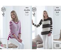 King Cole 4834 Knitting Pattern Womens Striped Sweaters in King Cole Bamboo Cotton DK,Multicolor,32" - 42" bust
