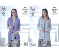 King Cole 4837 Knitting Pattern Womens Long & Short Sleeved Cardigans in King Cole Cottonsoft DK