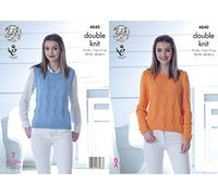 King Cole 4840 Knitting Pattern Womens Slipover and Sweater in King Cole Cottonsoft DK