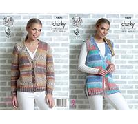 King Cole 4850 Knitting Pattern Womens Cardigan and Waistcoat in King Cole Drifter Chunky