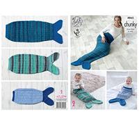 King Cole 4865 Knitting Pattern Baby Child Adult Mermaid Tail Blanket in King Cole Chunky