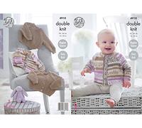 King Cole 4910 Knitting Pattern Baby Easy Knit Raglan Cardigans & Sweater in Cherish & Cherished DK,Multicolor,14" - 22" chest