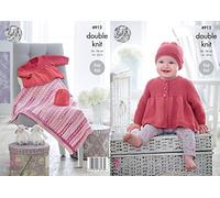 King Cole 4912 Knitting Pattern Baby Easy Knit Jacket Hat & Blanket in Cherish & Cherished DK